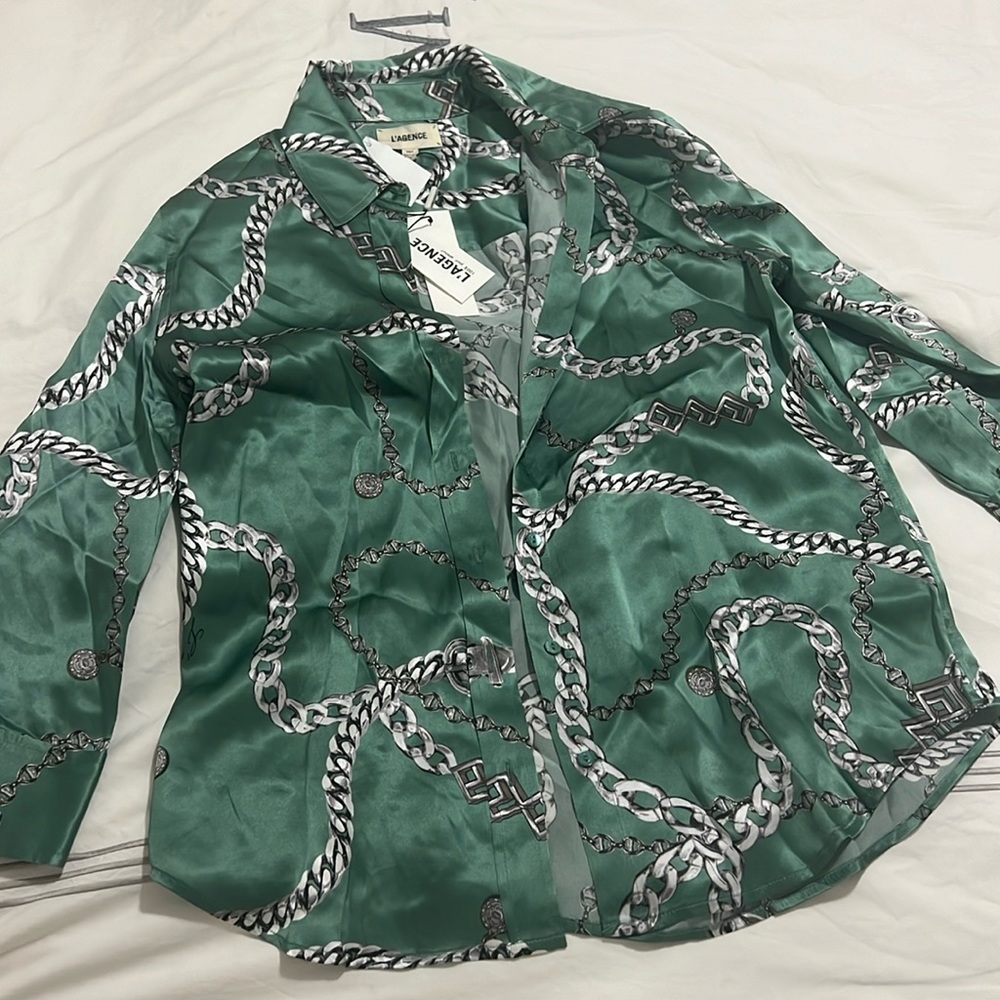 Lagence green link silk shirt size xs